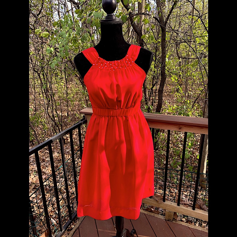 NWOT Fashion Spy red chiffon dress.  (N)